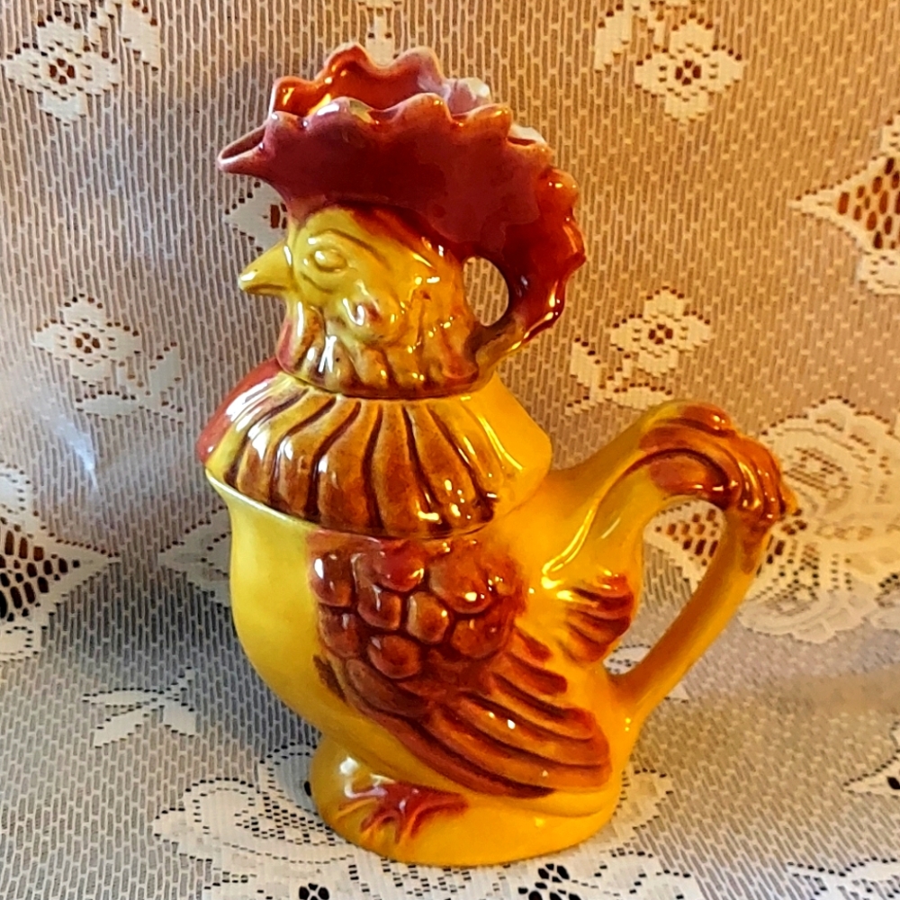 Vintage 3 Piece Glazed Pottery Tea Pot